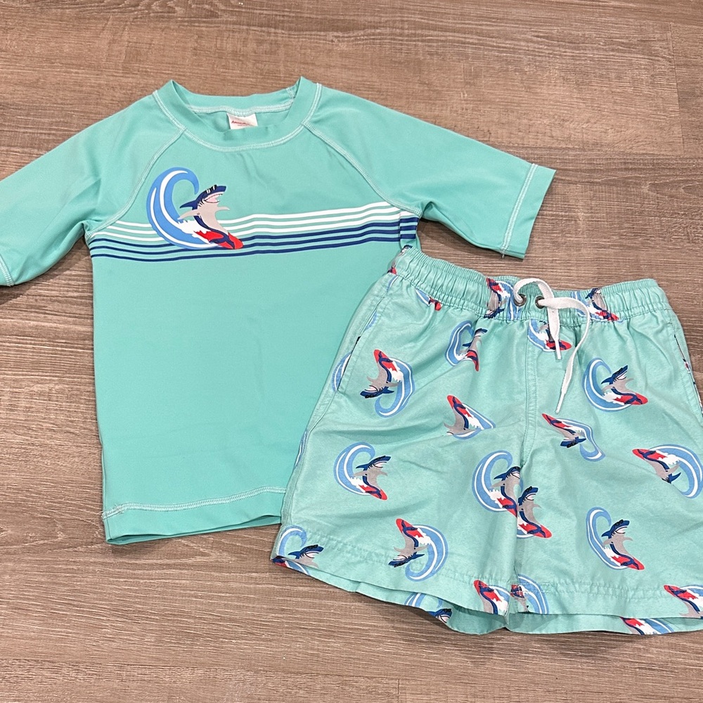 Hanna Andersson Shark Surf Rashguard Set